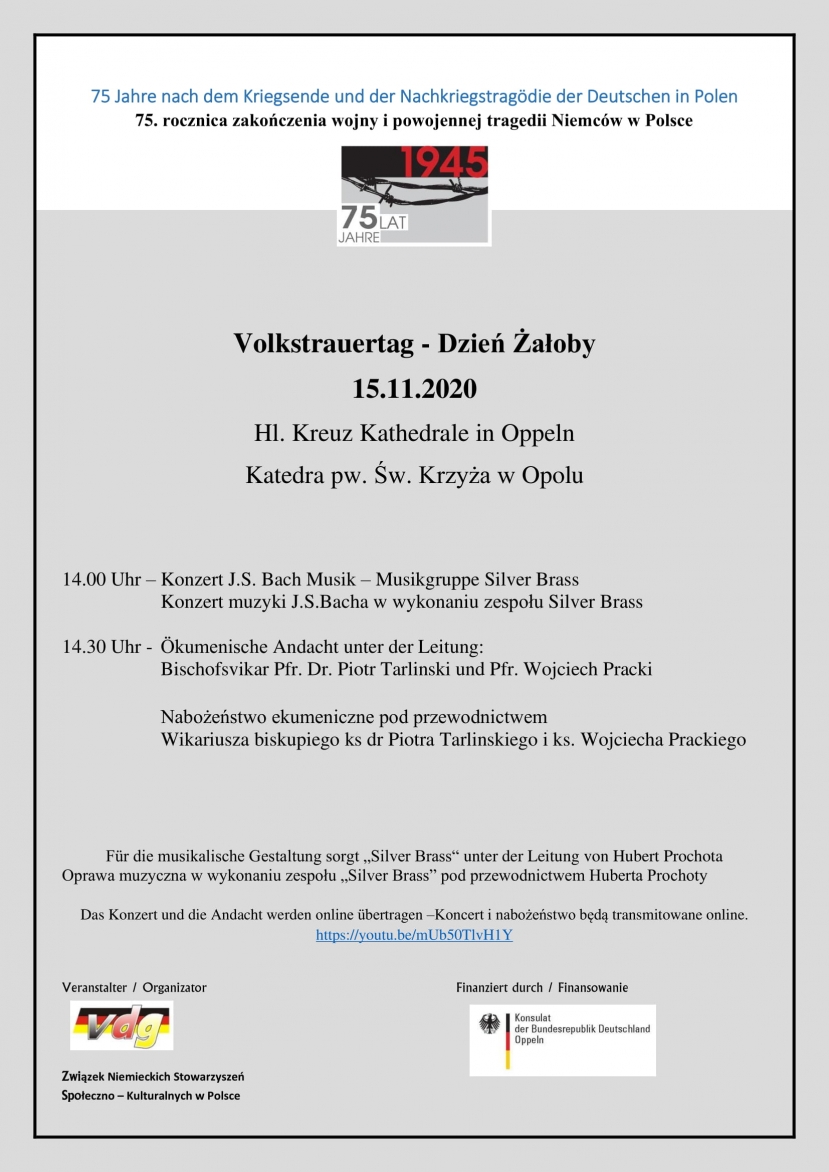 Volkstrauertag in der Oppelner Kathedrale - Versöhnung über den Gräbern Volkstrauertag in der Oppelner Kathedrale - Versöhnung über den Gräbern