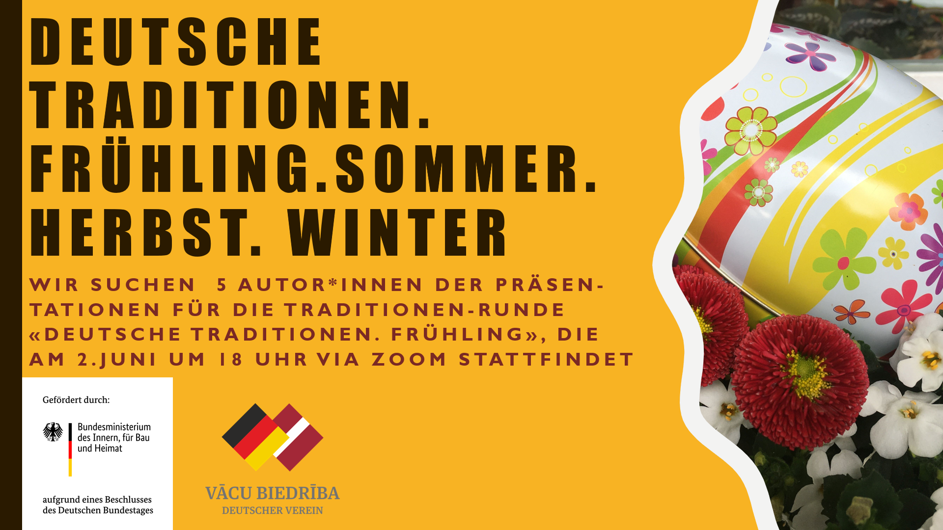 Autor innen der Präsentationen für den Traditionen-Abend werden gesucht Autor innen der Präsentationen für den Traditionen-Abend werden gesucht