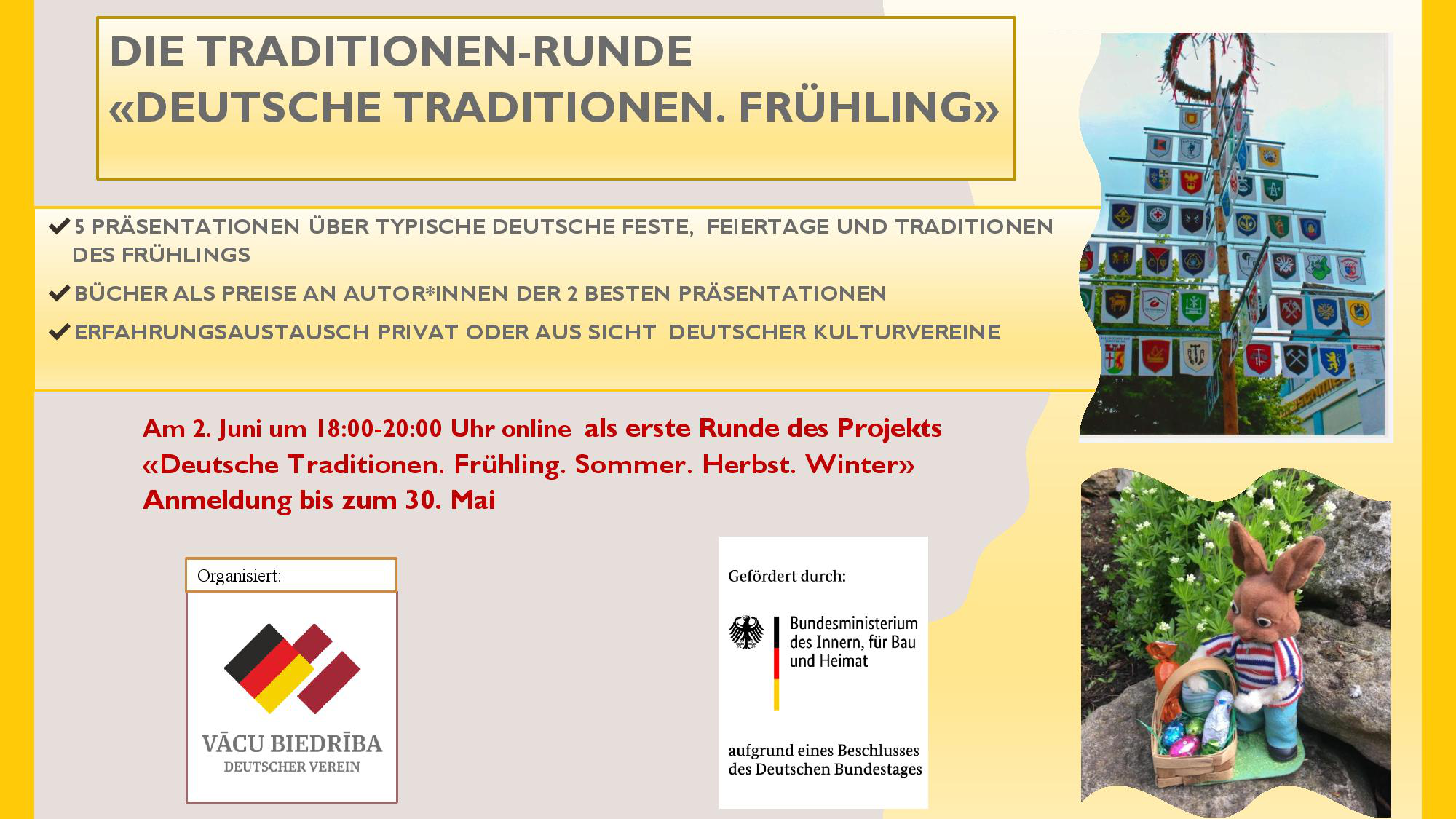 Willkommen zum deutschen Traditionen-Abend „Frühling” Willkommen zum deutschen Traditionen-Abend „Frühling”